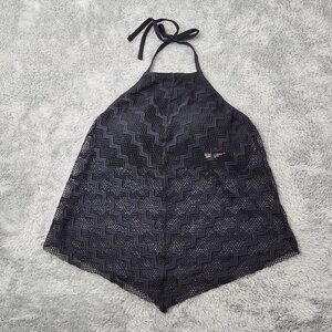 Kona Sol Tankini Womens M 8-10 Crochet Shoreline Chevron High Neck Halter Top